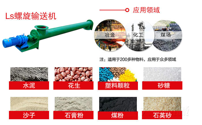 LS型螺旋輸送機可輸送花生,塑料顆粒,水泥,砂糖,石英粉,沙子,煤粉等物料