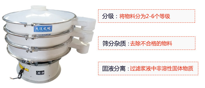 600型聚丙烯好色先生网站污優勢：分級：將物料京分為2-6個等級。篩分雜質：去除不合格的物料。固液分離：過濾漿液中非溶性固體物質。