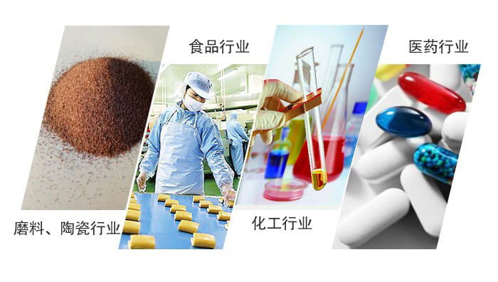 圓形旋振篩適用行業：磨料，陶瓷行業，食品行業，化工行業，醫藥行業。