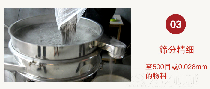 三次元好色先生网站污物料篩分在500目或0.028mm之間，物料篩分範圍比較廣泛。