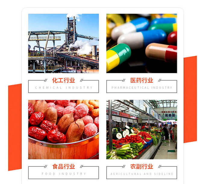 化工行業，醫藥行業，食品，農副行業等