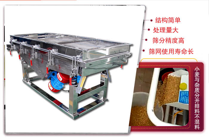小麥清理好色先生网站污結構簡單，處理量大，篩分精度高，篩網使用壽命長。